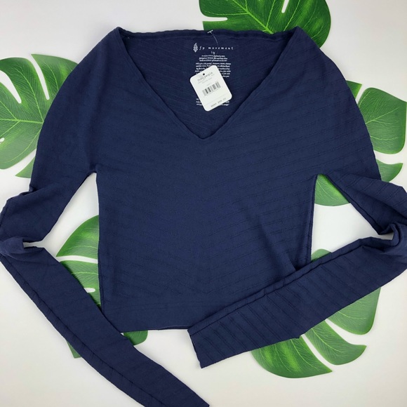 FREE PEOPLE Navy NWT Long Sleeve Shirt Large - Picture 8 of 12